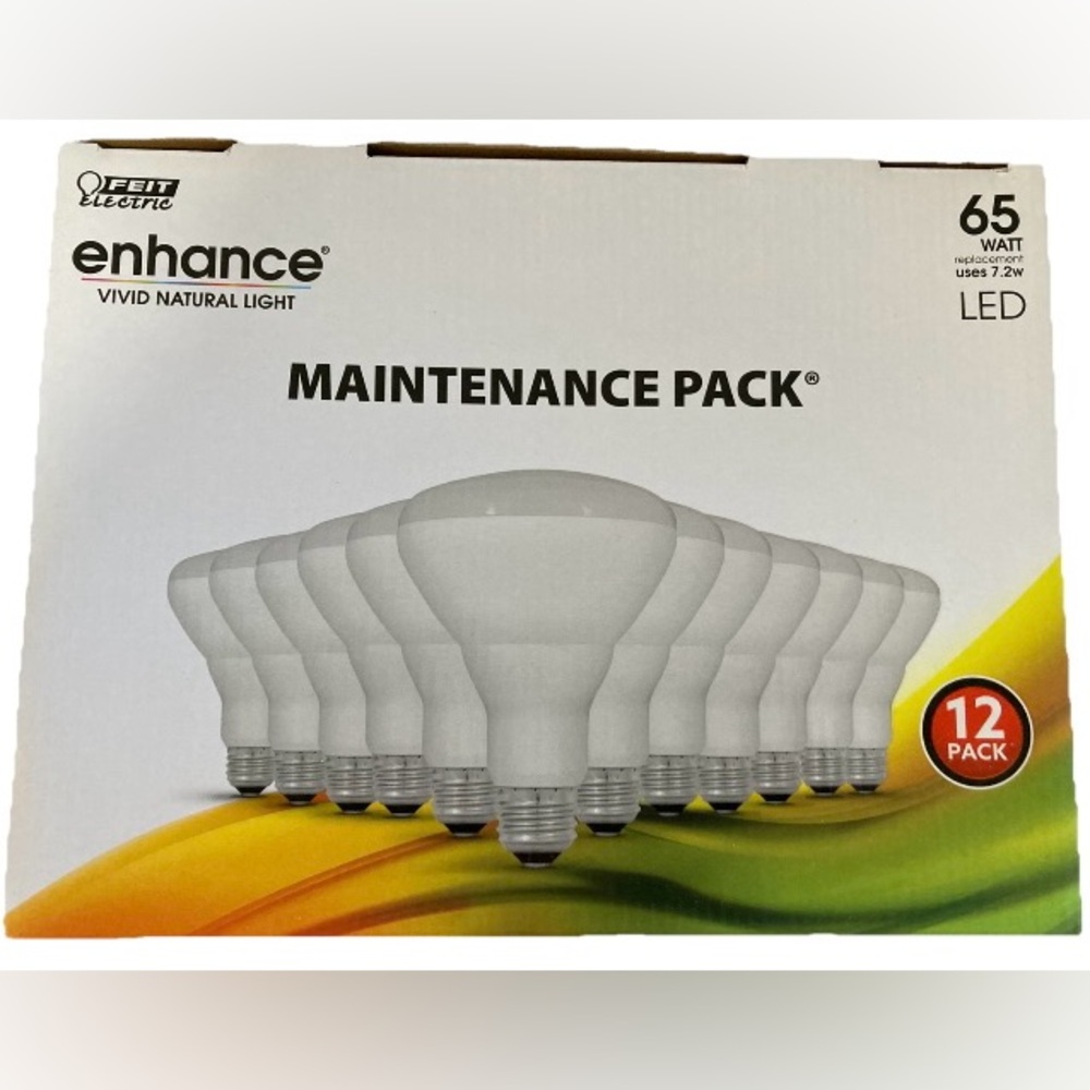 Feit Electric 65 W LED Enhance Vivid Natural BR30 Light Bulbs-Dimmable (12-PACK)